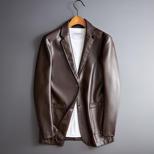 autumn men's casual suit wear simple two button bus leather coat goods px1, White;black
autumn men's casual suit wear simple two button bus leather coat goods px1, White;black