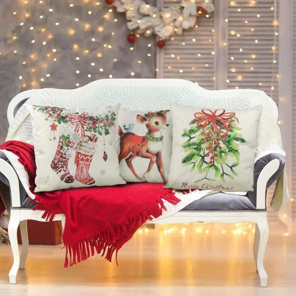 pillow case christmas covers santa claus pattern pillowcase sofa decor 4pc