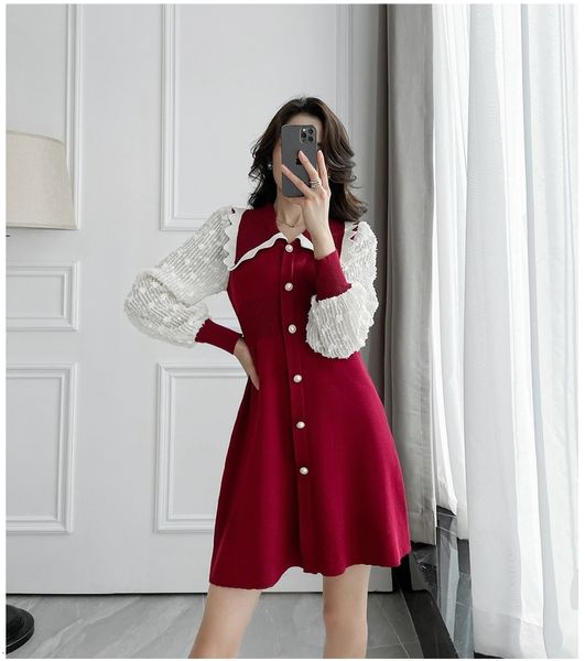 spring new fashion female turn up doll collar sew lace sleeves waistline slimming ladies mesh line women's dress m352, Black;gray
spring new fashion female turn up doll collar sew lace sleeves waistline slimming ladies mesh line women's dress m352, Black;gray