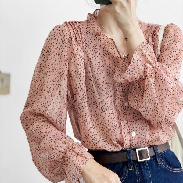 autumn v-neck print floral chiffon blouse casual fashion butterfly sleeve shirts spring sweet style women with ruffles, White
autumn v-neck print floral chiffon blouse casual fashion butterfly sleeve shirts spring sweet style women with ruffles, White