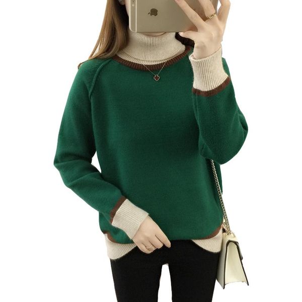 women's sweaters autumn winter women turtleneck sweater loose korean mixed colors long sleeve pullover knitted thicken clothing, White;black
women's sweaters autumn winter women turtleneck sweater loose korean mixed colors long sleeve pullover knitted thicken clothing, White;black