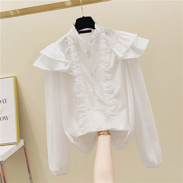 female white cotton plied fungus with long sleeve collar shirt 2021 autumn loose blouse o3wf, Black
female white cotton plied fungus with long sleeve collar shirt 2021 autumn loose blouse o3wf, Black