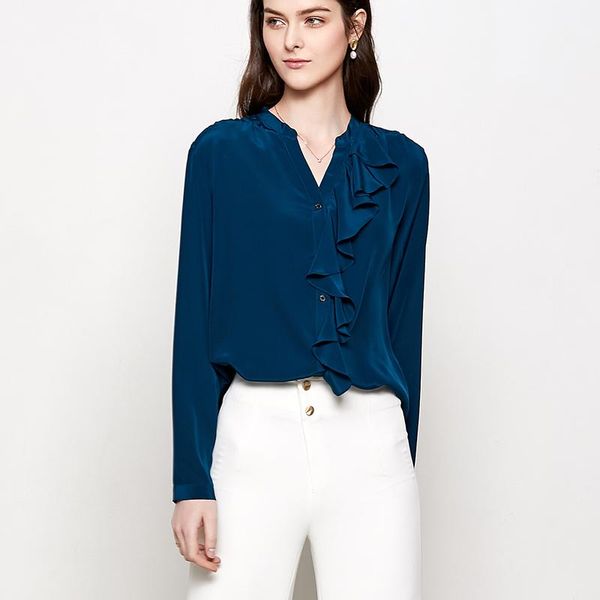 women's blouses & shirts autumn 16mm natural silk long-sleeve shirt women ruffles 1000% mulberry ol blouse l xl, White
women's blouses & shirts autumn 16mm natural silk long-sleeve shirt women ruffles 1000% mulberry ol blouse l xl, White