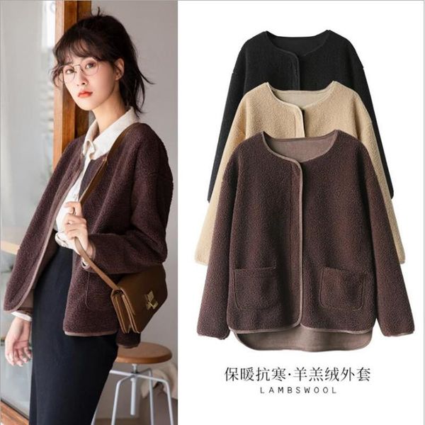 women's jackets lamb wool coat women 2021 fall winter solid color loose fur warm fragrance outwear coats woolen, Black;brown
women's jackets lamb wool coat women 2021 fall winter solid color loose fur warm fragrance outwear coats woolen, Black;brown