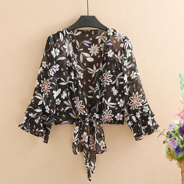 women's blouses & shirts summer women floral print cardigan short casual loose chiffon shirt l1011039, White
women's blouses & shirts summer women floral print cardigan short casual loose chiffon shirt l1011039, White