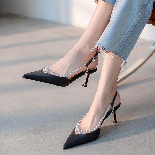 dress shoes high heels women's baotou sandals pointed toe stiletto 2021 fashion pearl wedding after empty single, Black
dress shoes high heels women's baotou sandals pointed toe stiletto 2021 fashion pearl wedding after empty single, Black