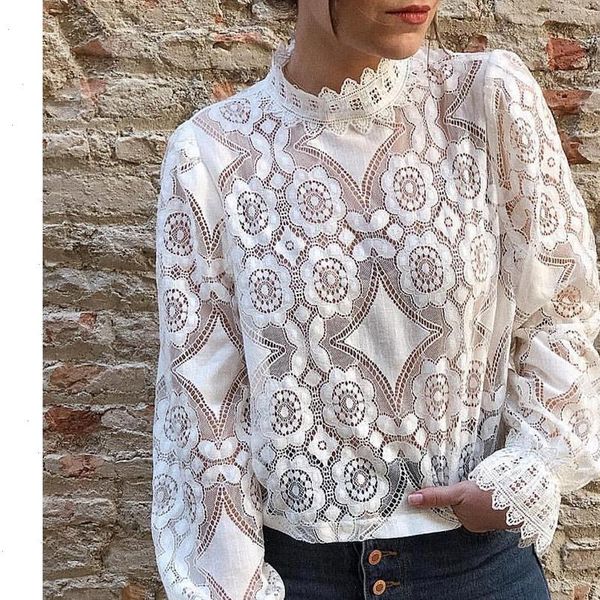 women lace blouse embroidery long sleeve white shirts office lady flower hollow fashion female chemise drop shipping
women lace blouse embroidery long sleeve white shirts office lady flower hollow fashion female chemise drop shipping