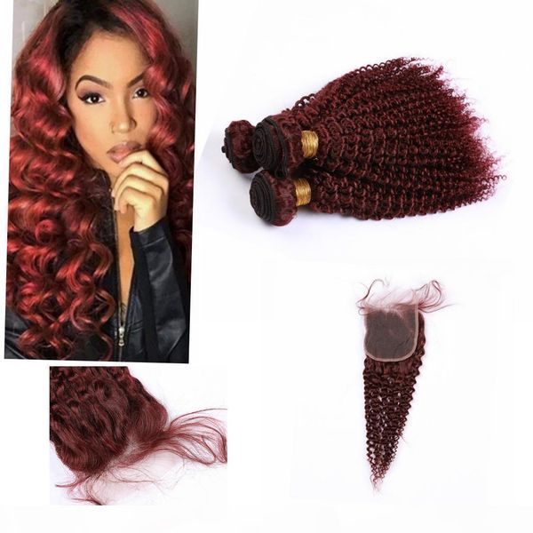 indian kinky curly weave human hair bundles 4 " * 4" #99j color 8a curly bundles with closure, Black;brown
indian kinky curly weave human hair bundles 4 " * 4" #99j color 8a curly bundles with closure, Black;brown