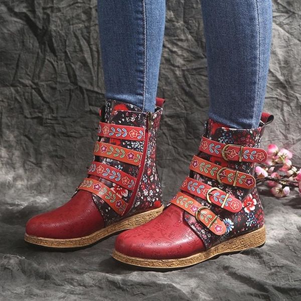 boots women vintage floral printed buckle zipper ladies casual shoes pu leather ankle short plush, Black
boots women vintage floral printed buckle zipper ladies casual shoes pu leather ankle short plush, Black