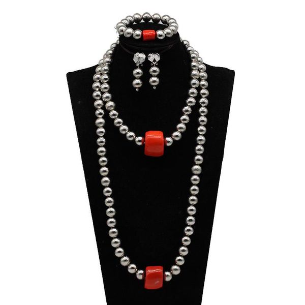 earrings & necklace african beads wedding jewelry set red coral pendant bride bracelet handmade hxo231, Silver
earrings & necklace african beads wedding jewelry set red coral pendant bride bracelet handmade hxo231, Silver