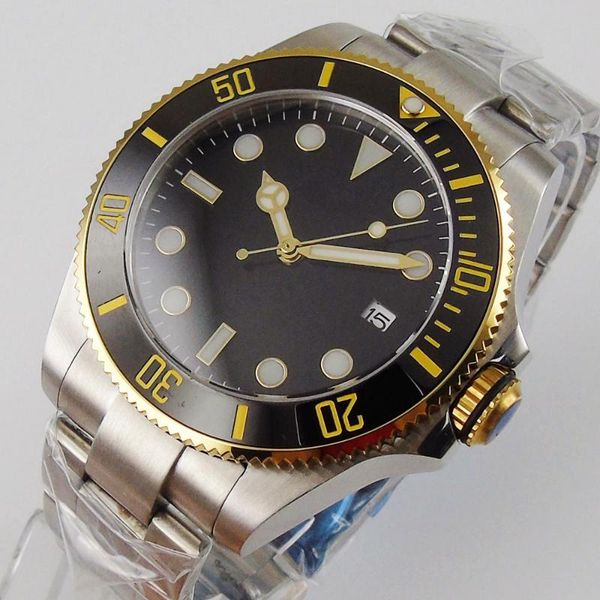 wristwatches solid 43mm black dial ceramic bezel date function luminous marks miyota automatic movement men's wristwatch, Slivery;brown
wristwatches solid 43mm black dial ceramic bezel date function luminous marks miyota automatic movement men's wristwatch, Slivery;brown