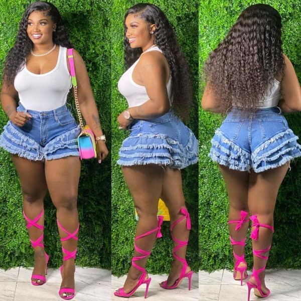 women's shorts echoine ruffle tassel denim high waist blue jeans wide leg street party club trousers summer, White;black
women's shorts echoine ruffle tassel denim high waist blue jeans wide leg street party club trousers summer, White;black