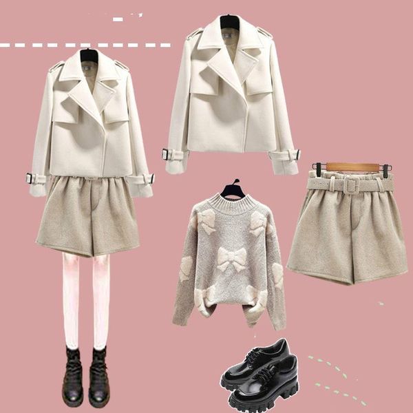 women 2021 autumn winter 3 piece suit female loose coats and print knit sweater ladies high waist wide leg shorts sets q291, White
women 2021 autumn winter 3 piece suit female loose coats and print knit sweater ladies high waist wide leg shorts sets q291, White