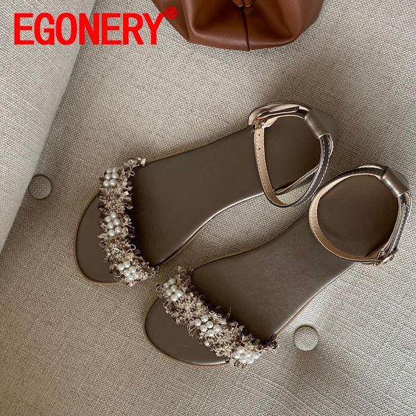 egonery women summer new style genuine leather sandals flat shoes round toe fashion comfortable soft string beads decoration, Black
egonery women summer new style genuine leather sandals flat shoes round toe fashion comfortable soft string beads decoration, Black