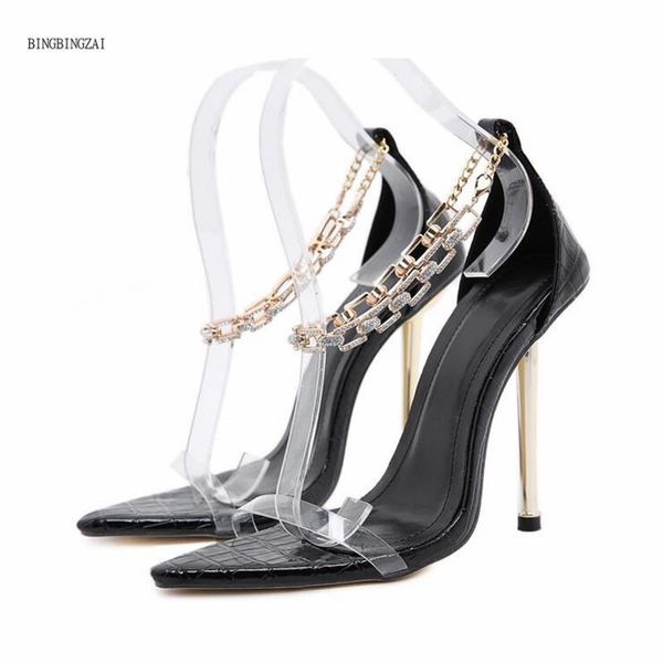 2021 new ladies sandals luxury rhinestone chain fashion show 12cm metal high heels size 4-9 bbzai, Black
2021 new ladies sandals luxury rhinestone chain fashion show 12cm metal high heels size 4-9 bbzai, Black