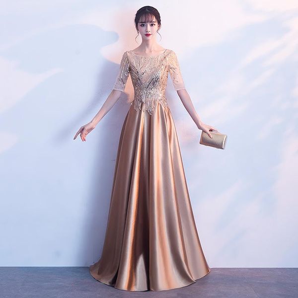 party dresses choir costumes banquet evening female 2021 noble gold sequins long style host temperament, White;black
party dresses choir costumes banquet evening female 2021 noble gold sequins long style host temperament, White;black
