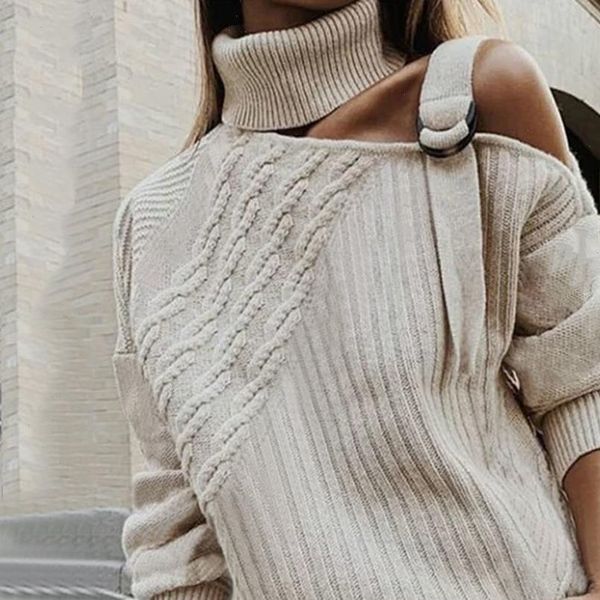 women leopard patchwork turtleneck sweater off shoulder buckle leopard knitted pullover autumn winter long sleeve jumper, White;black
women leopard patchwork turtleneck sweater off shoulder buckle leopard knitted pullover autumn winter long sleeve jumper, White;black