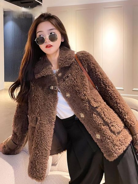 women's fur & faux 2021 autumn winter women real coat female single breasted wool jacket lady vintage natural sheep shearing chic outwe, Black
women's fur & faux 2021 autumn winter women real coat female single breasted wool jacket lady vintage natural sheep shearing chic outwe, Black