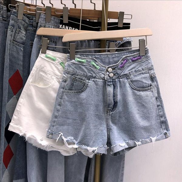 women's shorts 2021 summer denim women crimping zipper high waist jean female loose with pockets, White;black
women's shorts 2021 summer denim women crimping zipper high waist jean female loose with pockets, White;black