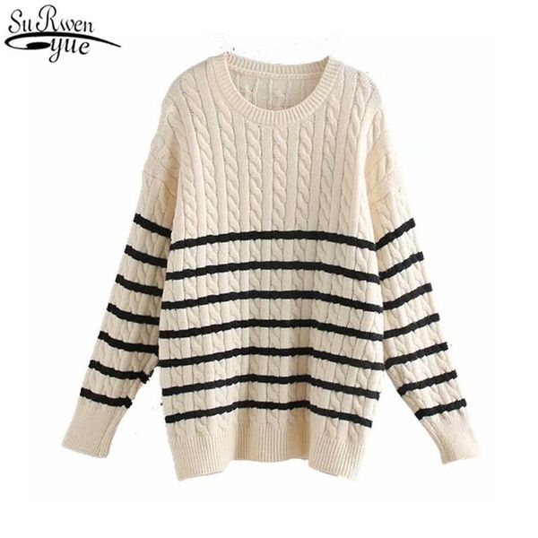 women's sweaters autumn and winter sweater women loose pullover korean striped twist color long casual knitwear pull femme 11947, White;black
women's sweaters autumn and winter sweater women loose pullover korean striped twist color long casual knitwear pull femme 11947, White;black