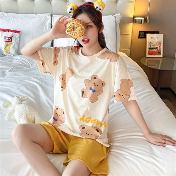 pajamas cartoon summer suit womens sleepwears short sleeved student korean version cute home clothes 2pcs, Black;red
pajamas cartoon summer suit womens sleepwears short sleeved student korean version cute home clothes 2pcs, Black;red