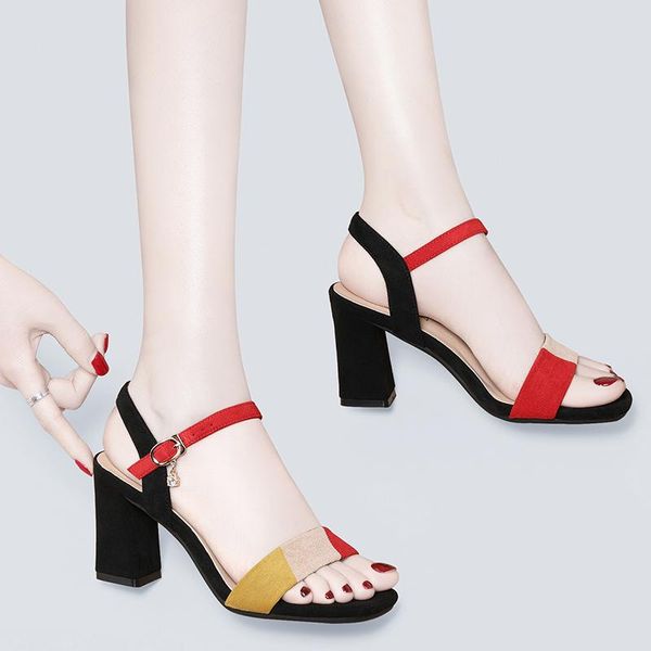 sandals women high heels party fashion ladies open toe ankle square, Black
sandals women high heels party fashion ladies open toe ankle square, Black