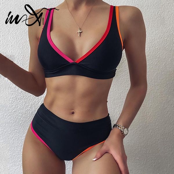 women's swimwear in-x high waist bikinis 2021 mujer colorful swimsuit women v neck bikini triangle swim suit 2 piece bathing, White;black
women's swimwear in-x high waist bikinis 2021 mujer colorful swimsuit women v neck bikini triangle swim suit 2 piece bathing, White;black