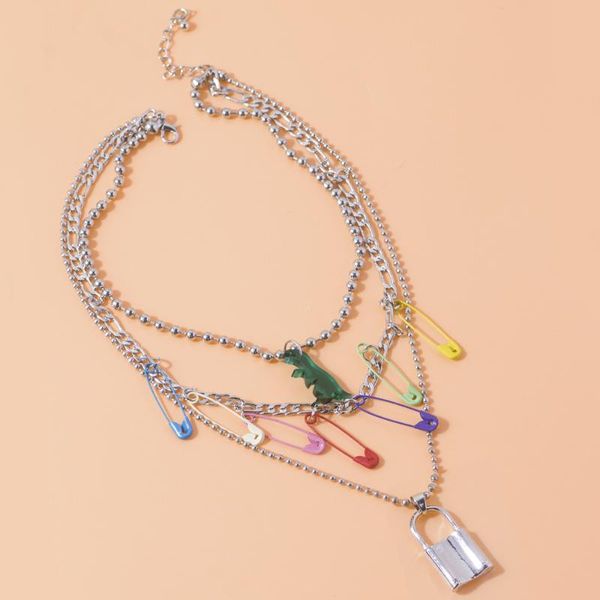 pendant necklaces colorful pin clavicle chain for women vintage punk metal lock necklace round bead fashion jewelry, Silver
pendant necklaces colorful pin clavicle chain for women vintage punk metal lock necklace round bead fashion jewelry, Silver