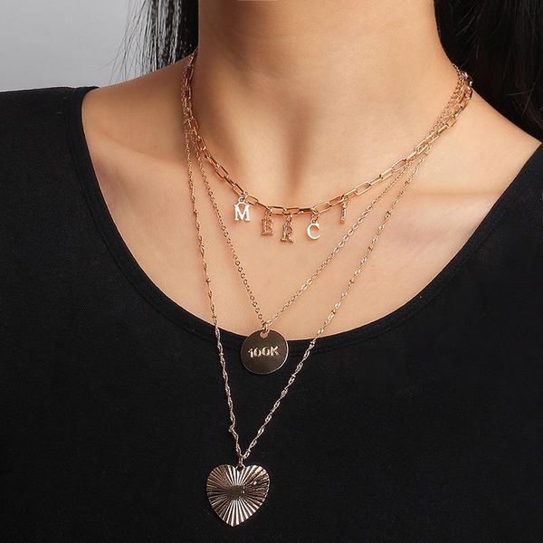 pendant necklaces women jewelry love gear pattern round letter merci alphabet multilayer chains necklace for girls, Silver
pendant necklaces women jewelry love gear pattern round letter merci alphabet multilayer chains necklace for girls, Silver