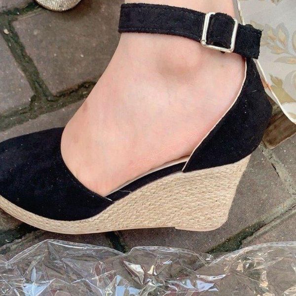 women girls wedges sandals buckle ankle strap sandals shoes 2021 summer weaving breathable shoes belt buckle heels, Black
women girls wedges sandals buckle ankle strap sandals shoes 2021 summer weaving breathable shoes belt buckle heels, Black
