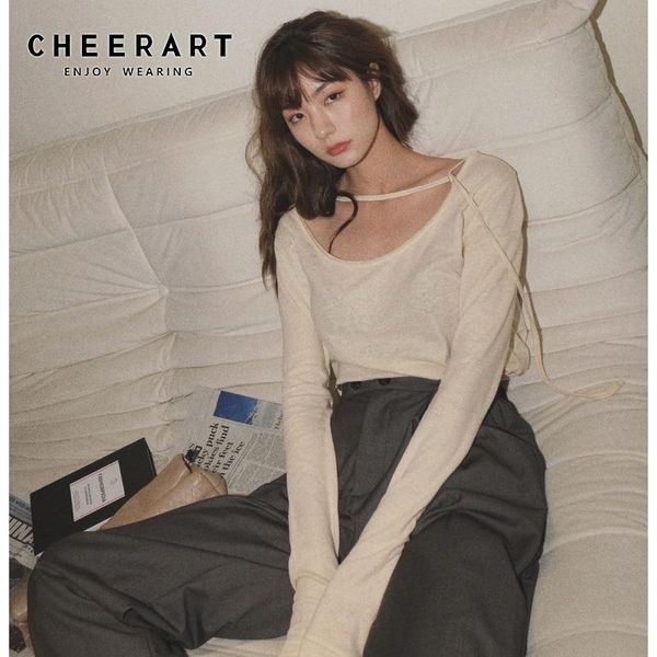 cheerart 2021 spring long sleeve t shirt women korean beige grey tshirt loose tee shirt knitted casual clothing, White
cheerart 2021 spring long sleeve t shirt women korean beige grey tshirt loose tee shirt knitted casual clothing, White