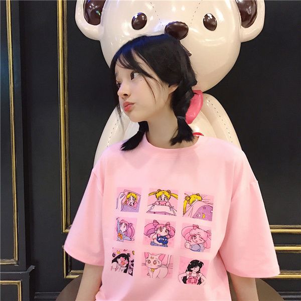 sweet korean cartoon style printing t-shirts of women will see harajuku kawaii pink white loosed sleeve short student t-shirt v73x
sweet korean cartoon style printing t-shirts of women will see harajuku kawaii pink white loosed sleeve short student t-shirt v73x