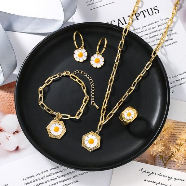 earrings & necklace fashion small daisy tulip flower vintage bracelets metal gold color rings for women party jewelry gifts, Silver
earrings & necklace fashion small daisy tulip flower vintage bracelets metal gold color rings for women party jewelry gifts, Silver