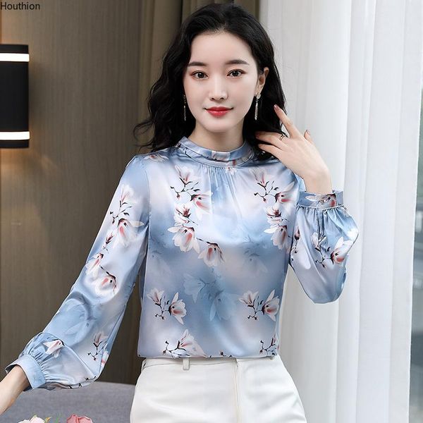 women's blouses & shirts houthion silk slim casual blouse flower stand pullover fashion long sleeve lady blusas, White
women's blouses & shirts houthion silk slim casual blouse flower stand pullover fashion long sleeve lady blusas, White