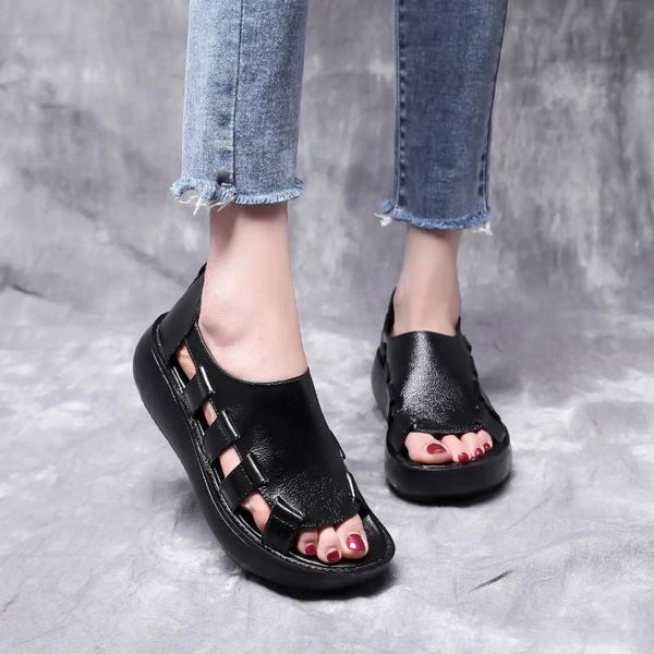 sandals oukahui 2021 summer high flat platform wedges genuine leather hook and loop peep toe hollow gladiator women 41, Black
sandals oukahui 2021 summer high flat platform wedges genuine leather hook and loop peep toe hollow gladiator women 41, Black