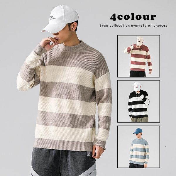 2021 spring men knitted sweater japanese stripe loose contrast fashion pullover clothes large size, White;black
2021 spring men knitted sweater japanese stripe loose contrast fashion pullover clothes large size, White;black