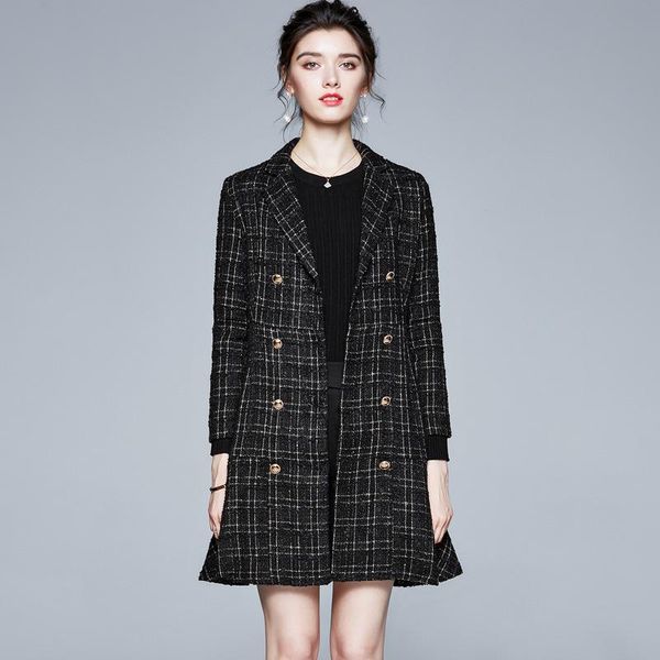 women's wool & blends 2022 luxury designer brand women tweed plaid double breasted thin coat dress ladies elegant houndstooth trench ja, Black
women's wool & blends 2022 luxury designer brand women tweed plaid double breasted thin coat dress ladies elegant houndstooth trench ja, Black