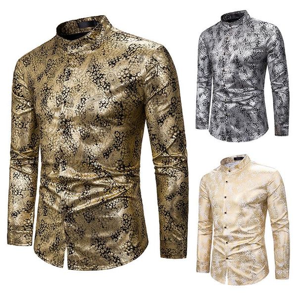 men's casual shirts shirt long sleeve stand collar cardigan with bronzing printing nightclub single-breasted, White;black
men's casual shirts shirt long sleeve stand collar cardigan with bronzing printing nightclub single-breasted, White;black