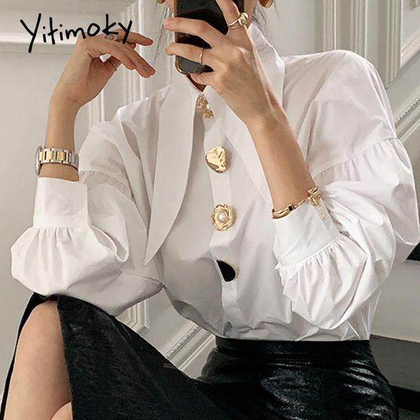 women's blouses & shirts yitimoky irregular button up women lantern sleeve turn-down collar unicolor loose 2021 summer korean fashion, White
women's blouses & shirts yitimoky irregular button up women lantern sleeve turn-down collar unicolor loose 2021 summer korean fashion, White