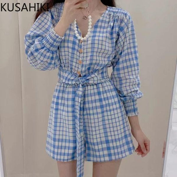 women's tracksuits kusahiki 2021 autumn plaid women sets short v-neck bandage blouse + high waist wide leg shorts korean 2pieces suits, Gray
women's tracksuits kusahiki 2021 autumn plaid women sets short v-neck bandage blouse + high waist wide leg shorts korean 2pieces suits, Gray