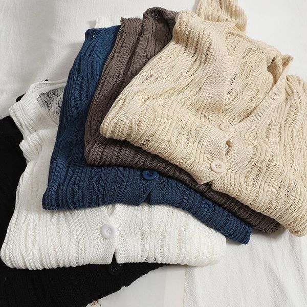 women's knits & tees casual solid color v-neck hollow cardigans summer thin cardigan sweater korean buttoned sunscreen shirt, White
women's knits & tees casual solid color v-neck hollow cardigans summer thin cardigan sweater korean buttoned sunscreen shirt, White