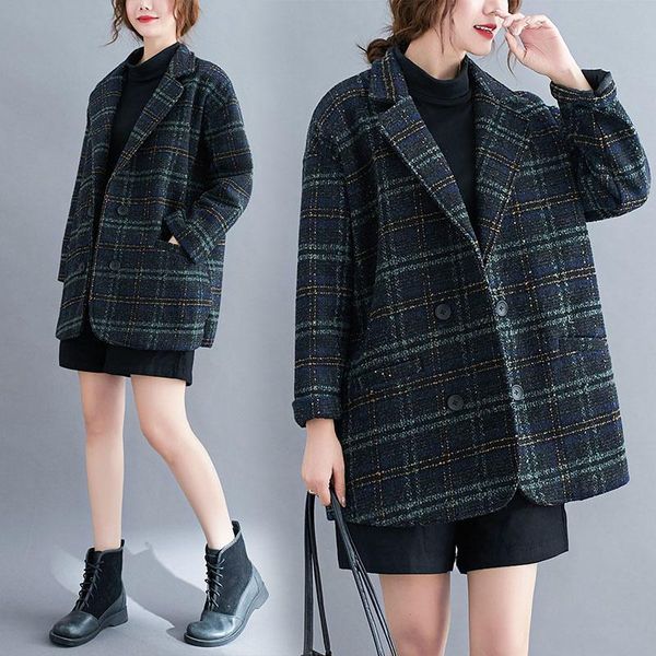 women's jackets cmaz 2021 autumn winter thick coats for women this year's coat plus size plaid french retro large lapel short wool, Black;brown
women's jackets cmaz 2021 autumn winter thick coats for women this year's coat plus size plaid french retro large lapel short wool, Black;brown