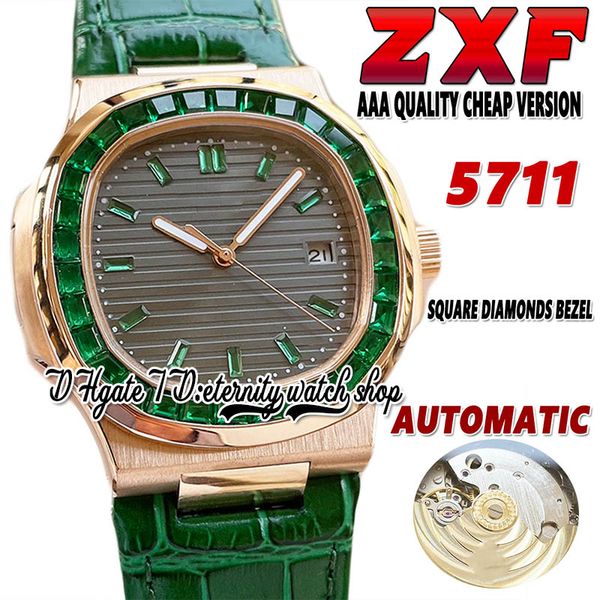 2022 zxf 5711 automatic mechanical mens watch emerald iced out t diamond inlay bezel gray texture dial 316l stainless rose gold case leather, Slivery;brown
2022 zxf 5711 automatic mechanical mens watch emerald iced out t diamond inlay bezel gray texture dial 316l stainless rose gold case leather, Slivery;brown