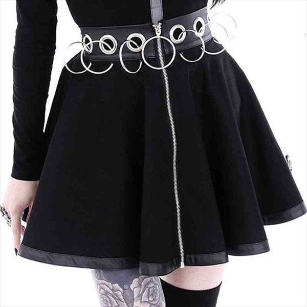 autumn winter gothic punk style women metal lron ring decoration skirts pu pleated skirt zipper goth girls short skirts, Black
autumn winter gothic punk style women metal lron ring decoration skirts pu pleated skirt zipper goth girls short skirts, Black