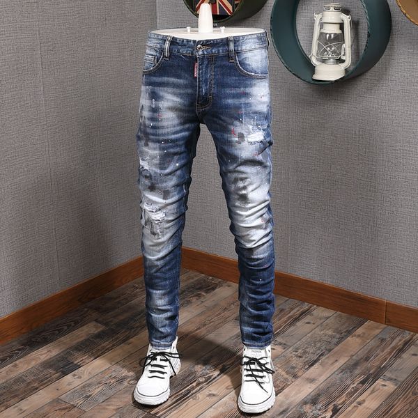 2021 new fashion streetwear men retro blue painted designer ripped jeans punk style hip hop long pants denim trousers oumh
2021 new fashion streetwear men retro blue painted designer ripped jeans punk style hip hop long pants denim trousers oumh