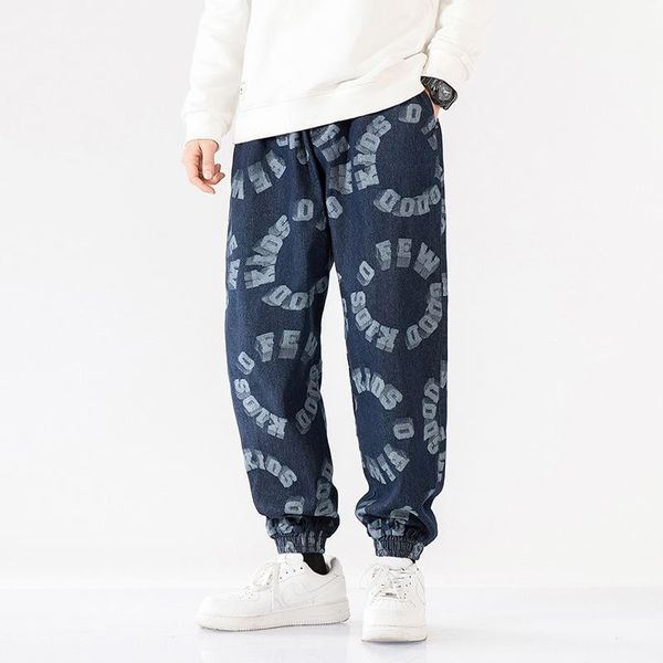 men's jeans 2021 spring tide brand printed letter straight leg pants korean version large size loose nine, Blue
men's jeans 2021 spring tide brand printed letter straight leg pants korean version large size loose nine, Blue
