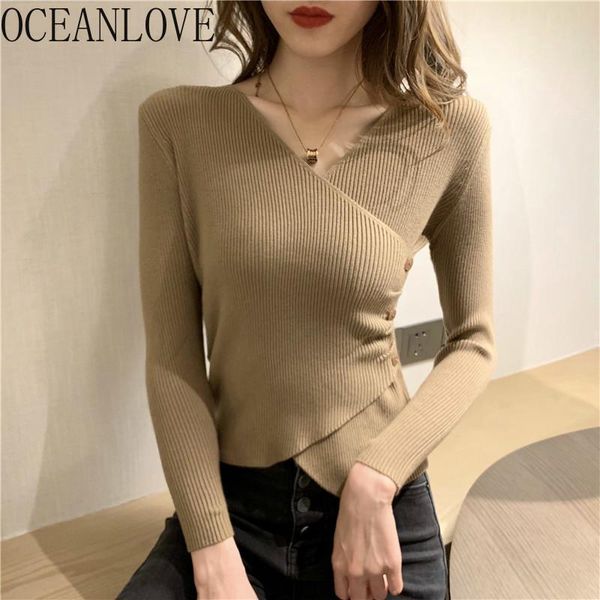 oceanlove v neck solid woman sweaters slim 2021 spring autumn solid pull femme korean vintage mujer sueteres 19504, White;black
oceanlove v neck solid woman sweaters slim 2021 spring autumn solid pull femme korean vintage mujer sueteres 19504, White;black