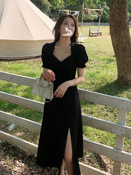 casual dresses 2021 summer square collar split mid-length women dress fashion temperament hepburn style solid color puff sleeve, Black;gray
casual dresses 2021 summer square collar split mid-length women dress fashion temperament hepburn style solid color puff sleeve, Black;gray
