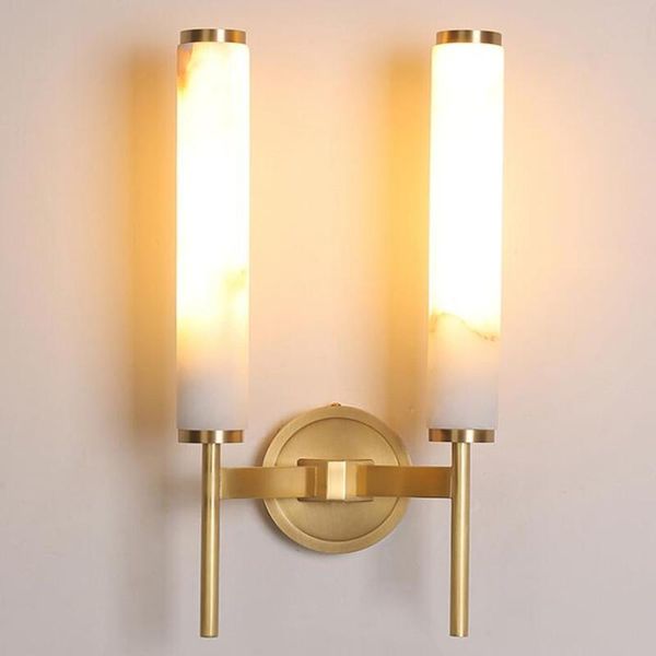 wall lamps all copper e14 living room natural marble lamp simple aisle bedroom bedside bathroom light