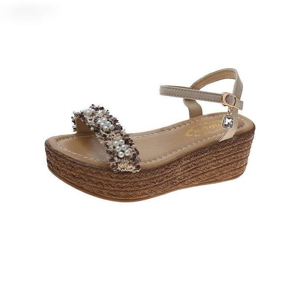 new women's sandals casual fashion all-match outdoor shoe upper pearl modification trend platform women's shoes, Black
new women's sandals casual fashion all-match outdoor shoe upper pearl modification trend platform women's shoes, Black